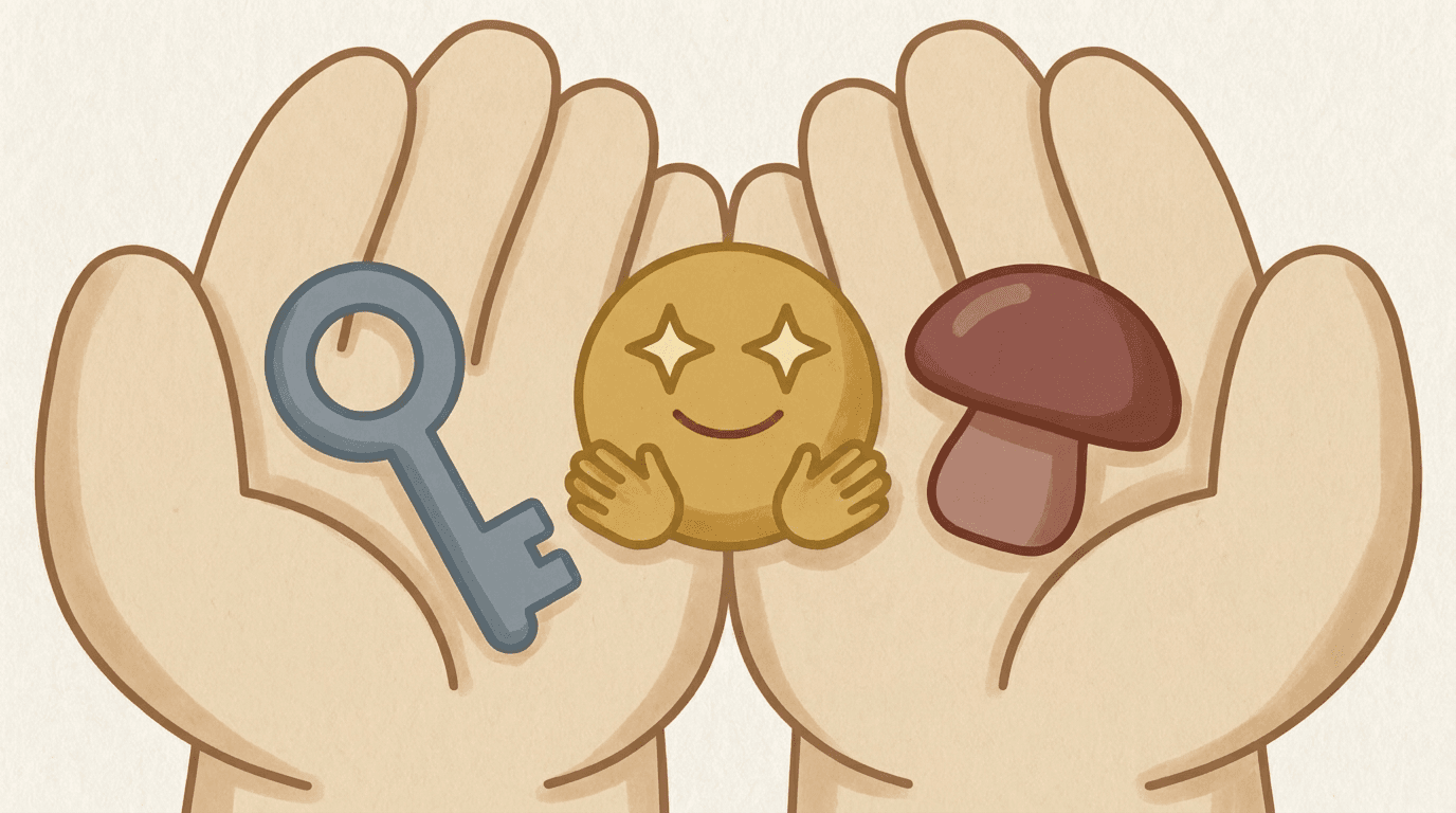 菌類の知見を集め、整理し、つないでいく様子のイラスト